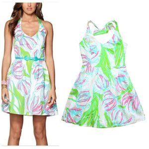 Lilly Pulitzer Ring the belt boy Ross mini Dress Size 6 floral print Open Back